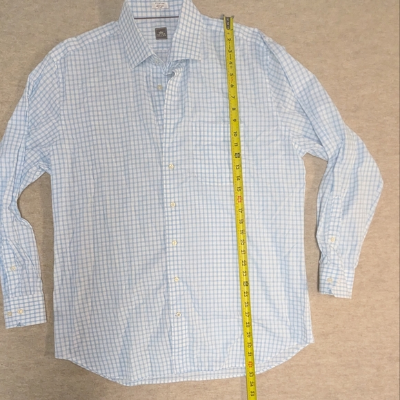 Peter Millar Sky Blue & White Checkered Cotton Button Down Shirt Mens Size 17-43 - Picture 4 of 7